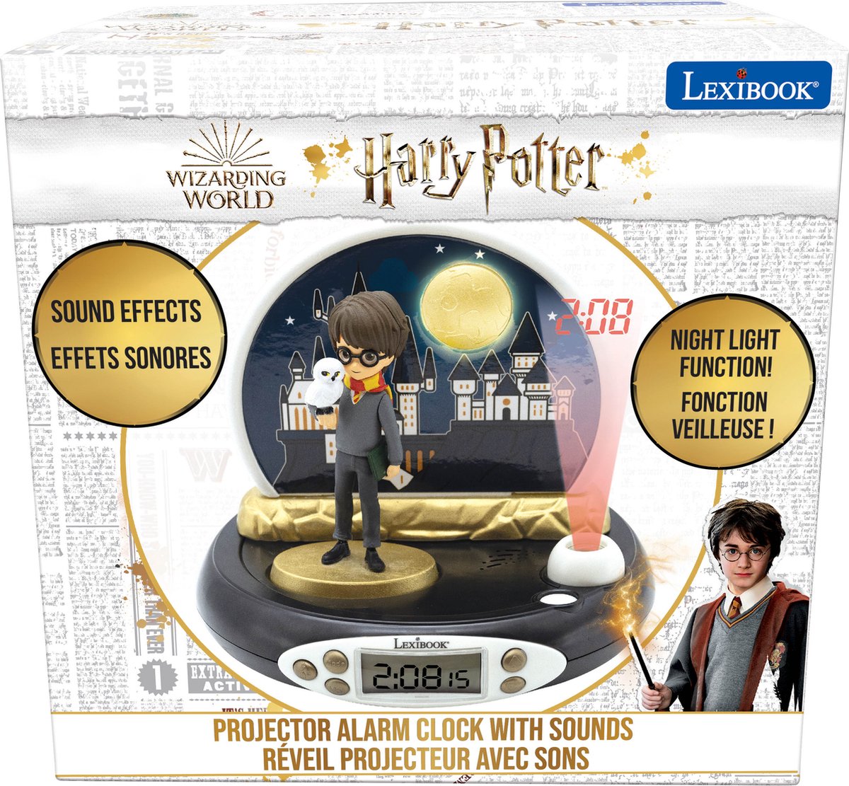 LEXIBOOK, Harry Potter, Reloj Despertador Proyector, RP500HP