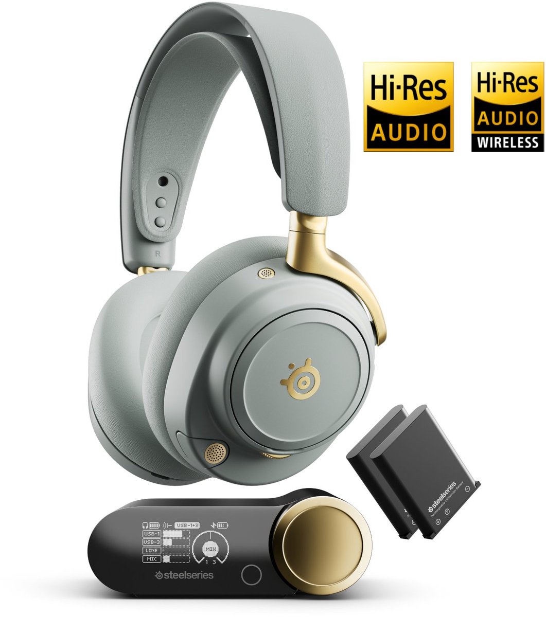 SteelSeries Arctis Nova Elite Trådlös Gamingheadset (salvia och guld)
