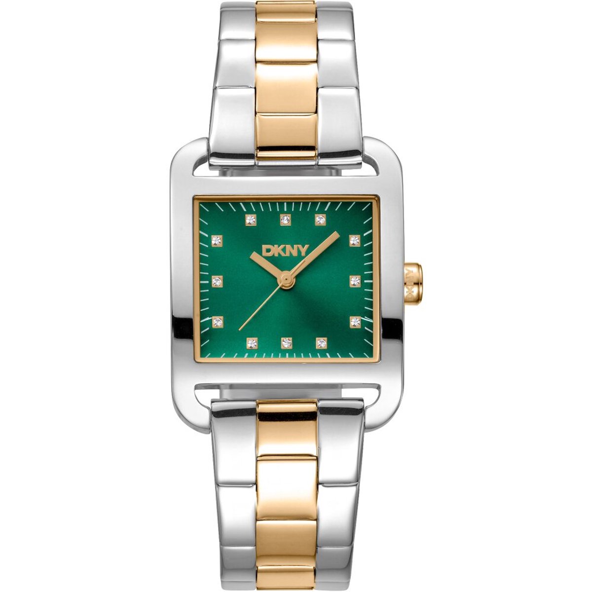 Reloj de pulsera DKNY City Midi - DK1L004M0075 correa color: Gris plata Oro amarillo Dial Verde botella Mujer