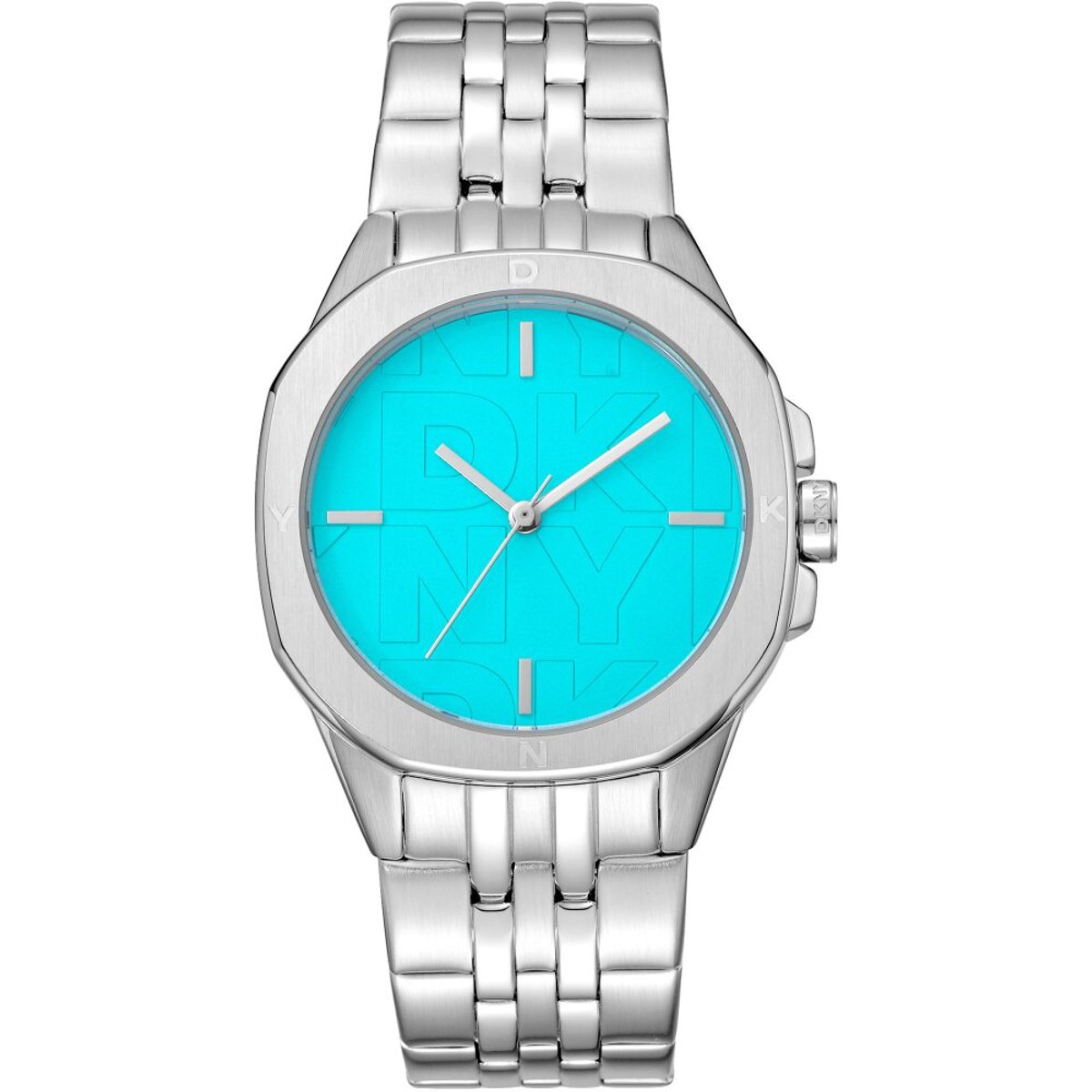 Reloj de pulsera DKNY Brooklyn Midi - DK1L012M0045 correa color: Gris plata Dial Turquesa Mujer