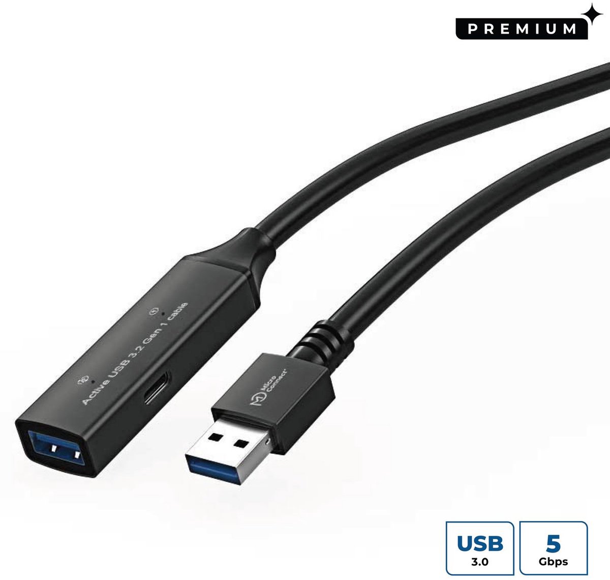 Microconnect Aktiv Förlängningskabel Usb3.0 15m Usb-a Usb-a Svart