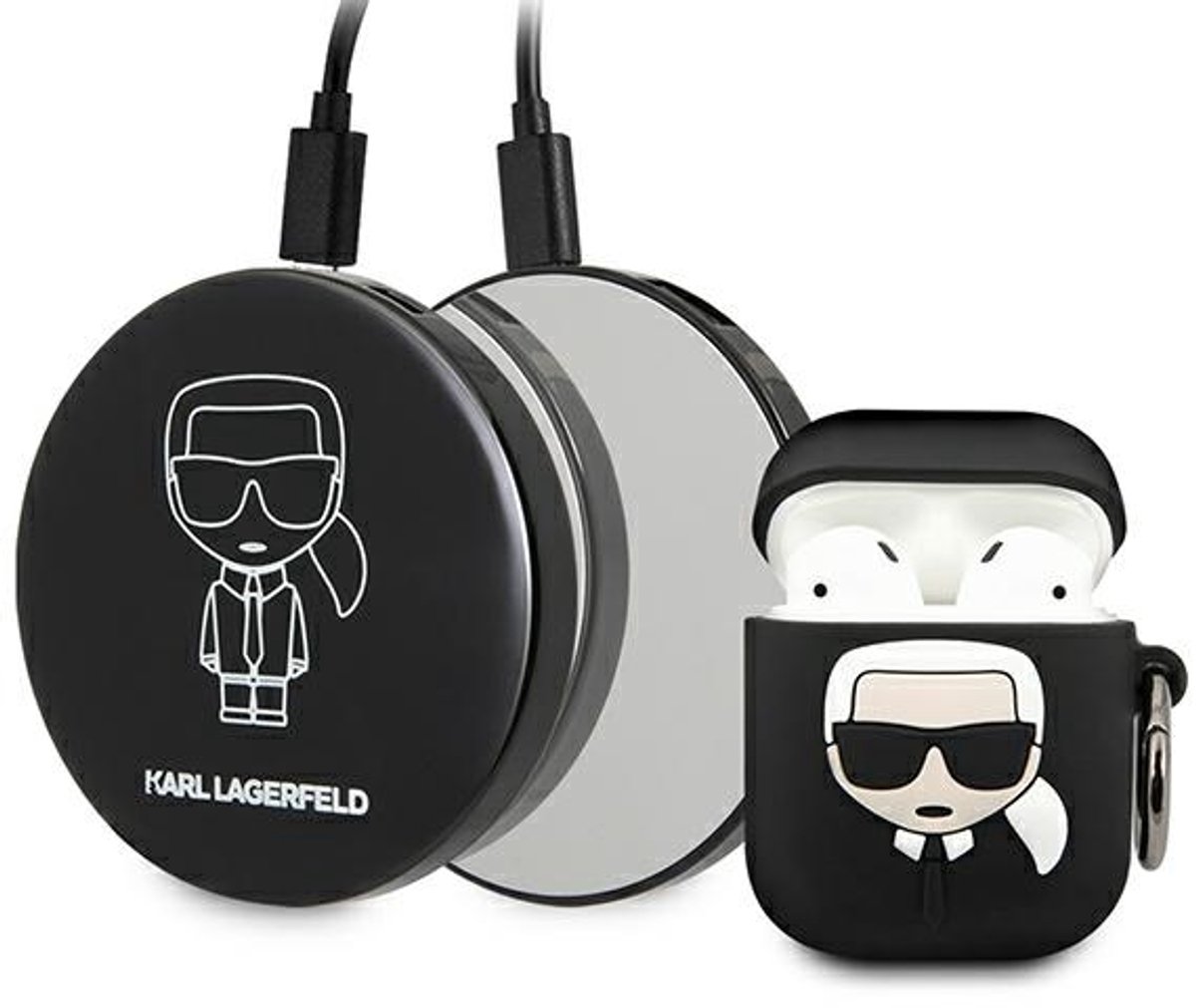 Karl Lagerfeld Ikonik Case for AirPods + Powerbank - Black - 2000 mAh