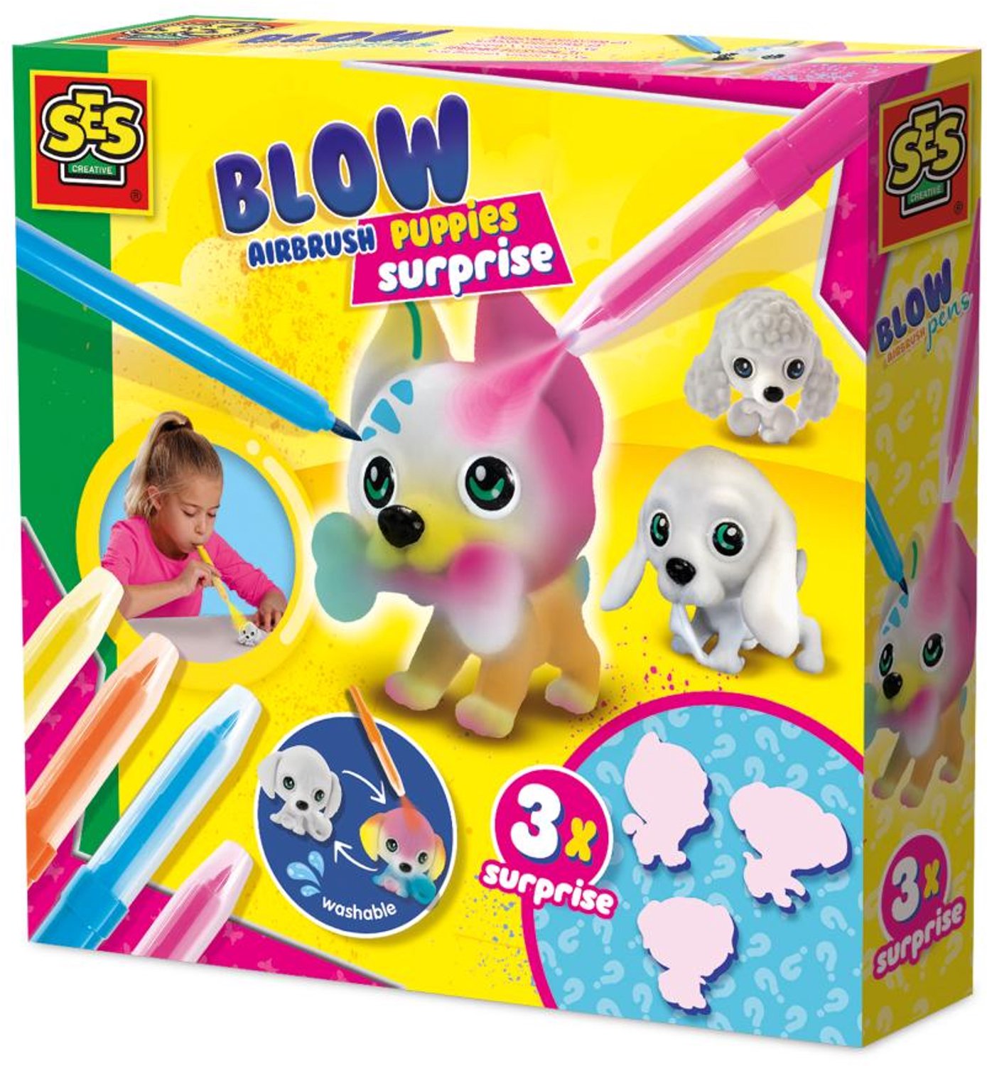 SES Creative Blow Airbrush Pens - Puppies Surprise - 3x