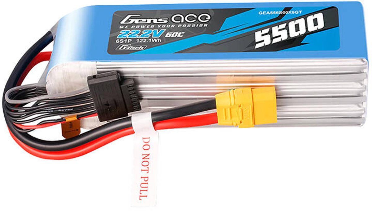 Gens ace &Tattu Battery G-Tech 5500mAh 22.2V 60C 6S1P LIPO with XT90 connector