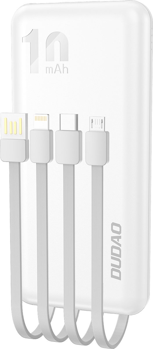 Dudao K6Pro Universal 10000mAh Power Bank with USB Cable USB Type C Lightning Black (K6Pro-black) - 10000 mAh