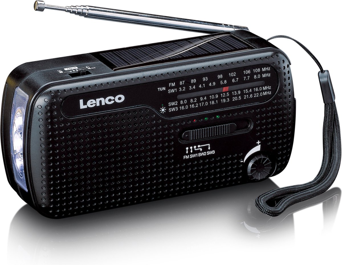 Radio à Manivelle et Solaire avec Lampe de Poche Modèle MCR-113