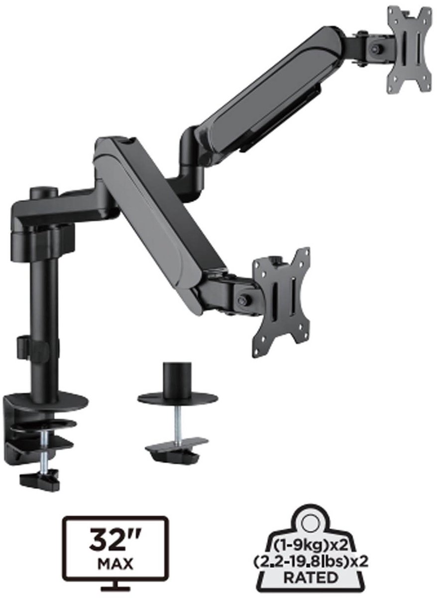 Gembird Monitor Arm - Adjustable arm 2-display 17"-32"