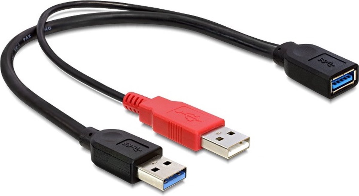 Delock Usb Extra Power Cable 0.3m Usb-a 2 X Usb-a