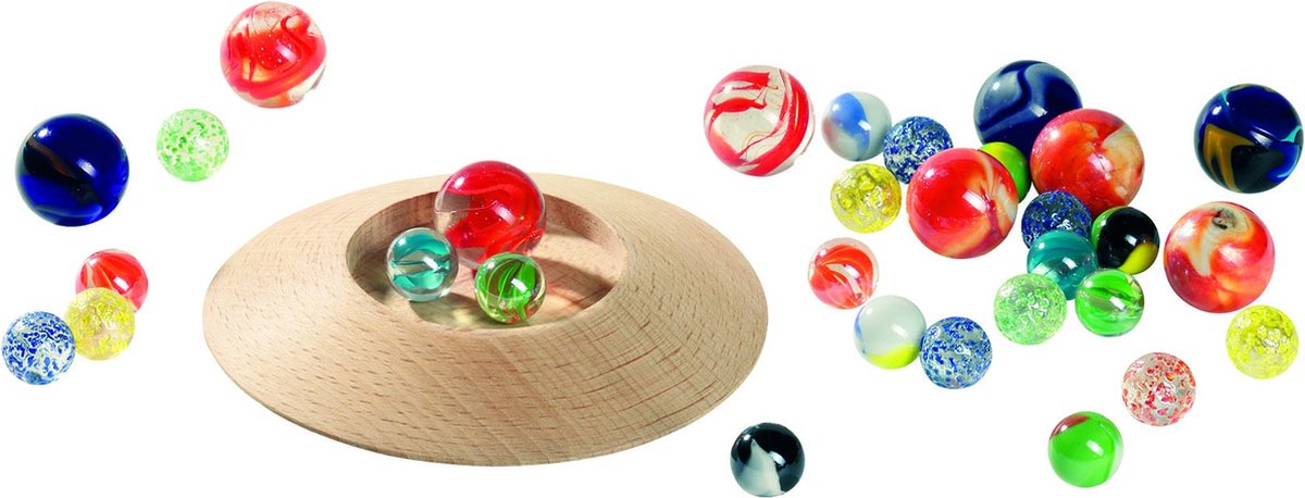 Goki Wooden Marble Pot with Marbles