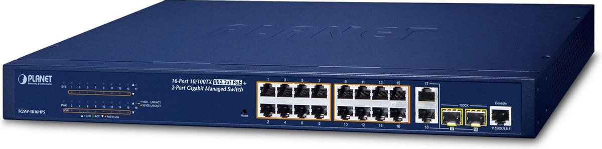 PLANET FGSW-1816HPS - switch - 16 ports - Managed
