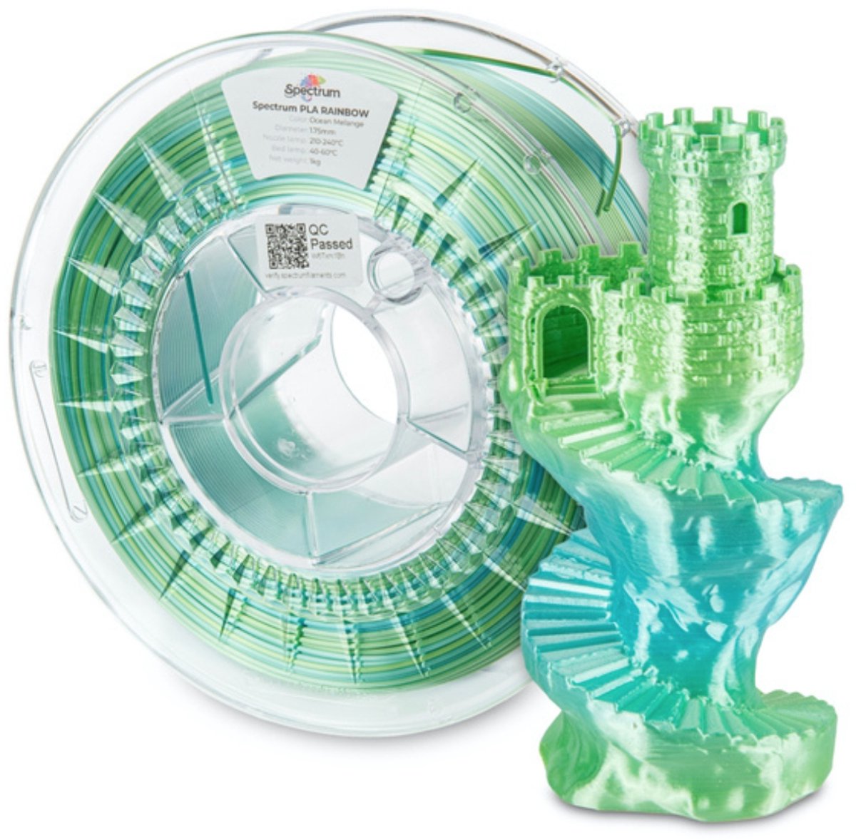 Spectrum 3D Filament / PLA SILK Rainbow / Ocean Melange / ⌀ 1.75 mm / 1 kg