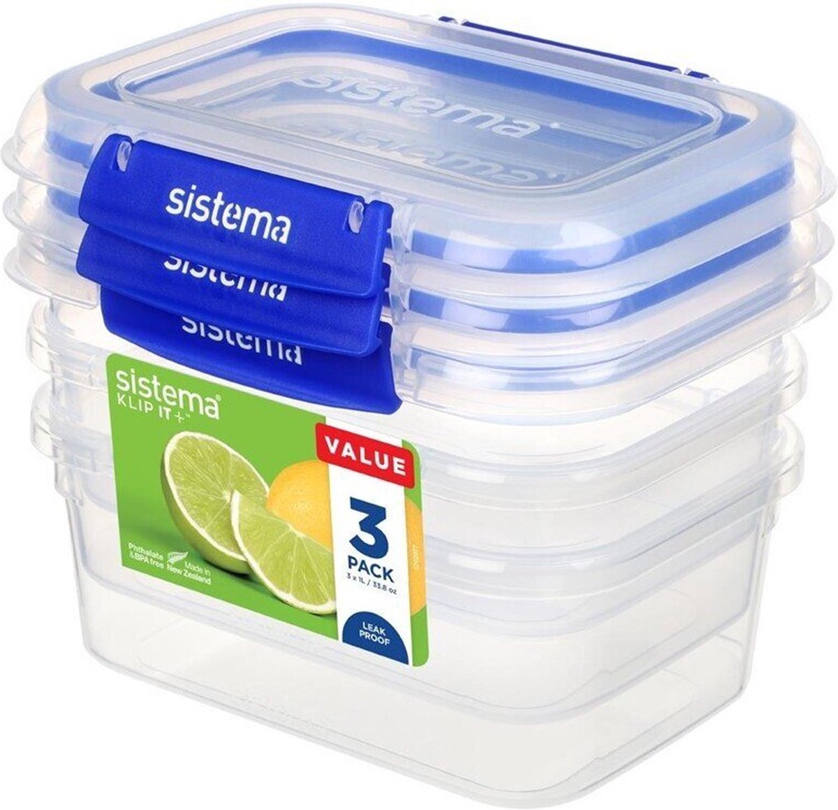 Sistema Rectangle Klip It Plus 3 Pack 1L