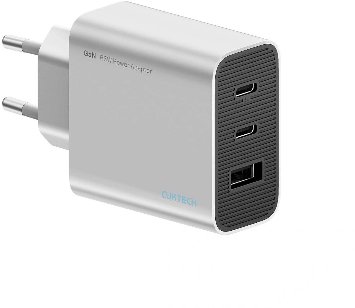 CUKTECH 65W GaN 2xUSB-C 1xUSB-A Wall Charger - Grey