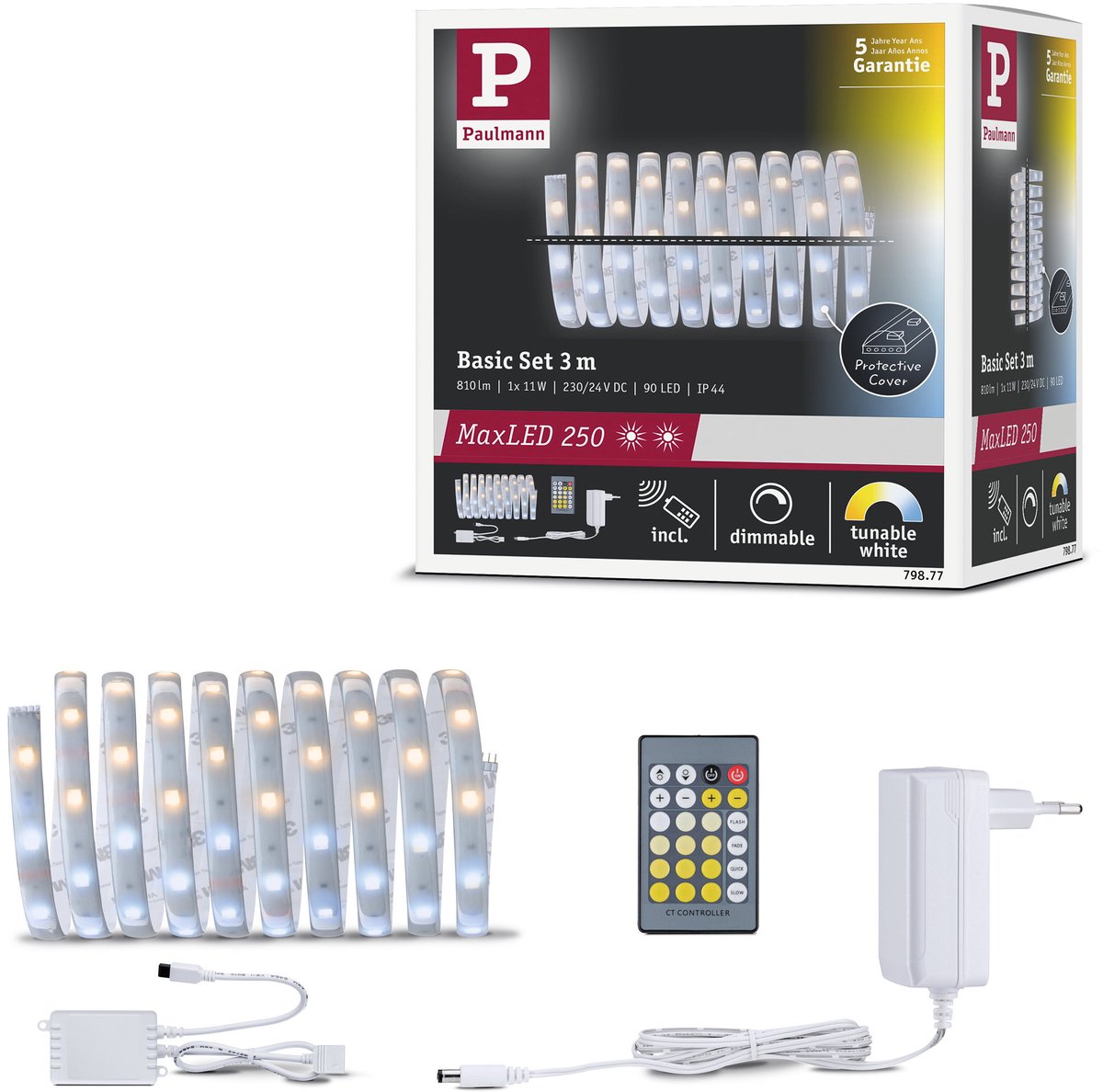Paulmann 79877 Kit base striscia LED con spina 24 V 3 m Bianco caldo 1 KIT