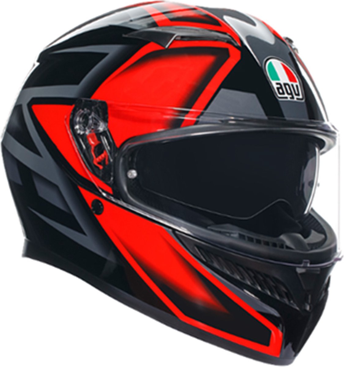 AGV K3 Graphic Motorcycle Helmet - Compound Matt Black / Grey - Large (60cm), Black/grey