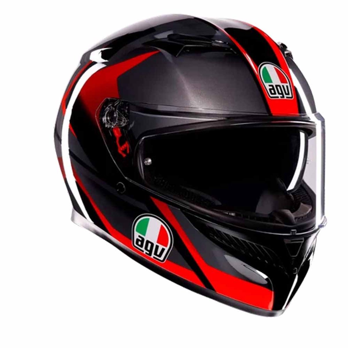 AGV K3 Graphic Motorcycle Helmet - Small (56cm) - Stria Matt Black / Grey / Red, Black/grey/red