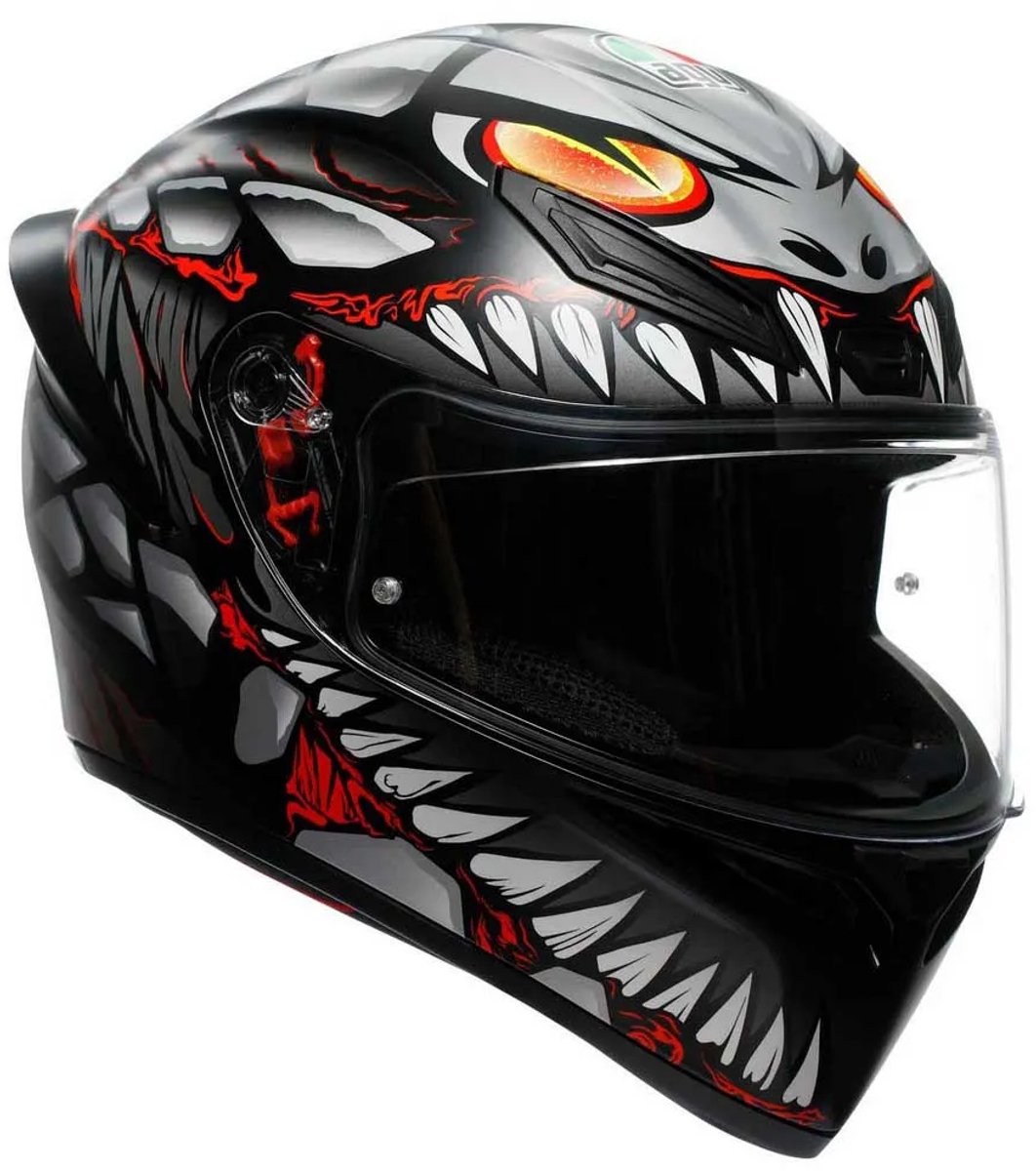 AGV K1-S Graphic Motorcycle Helmet - XS (53-54cm) - Lyzard Black / Grey / Red, Black/grey/red