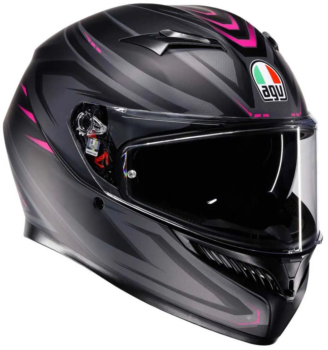 AGV K3 Graphic Motorcycle Helmet - Syth Matt Black / Pink, L (59-60cm), Pink