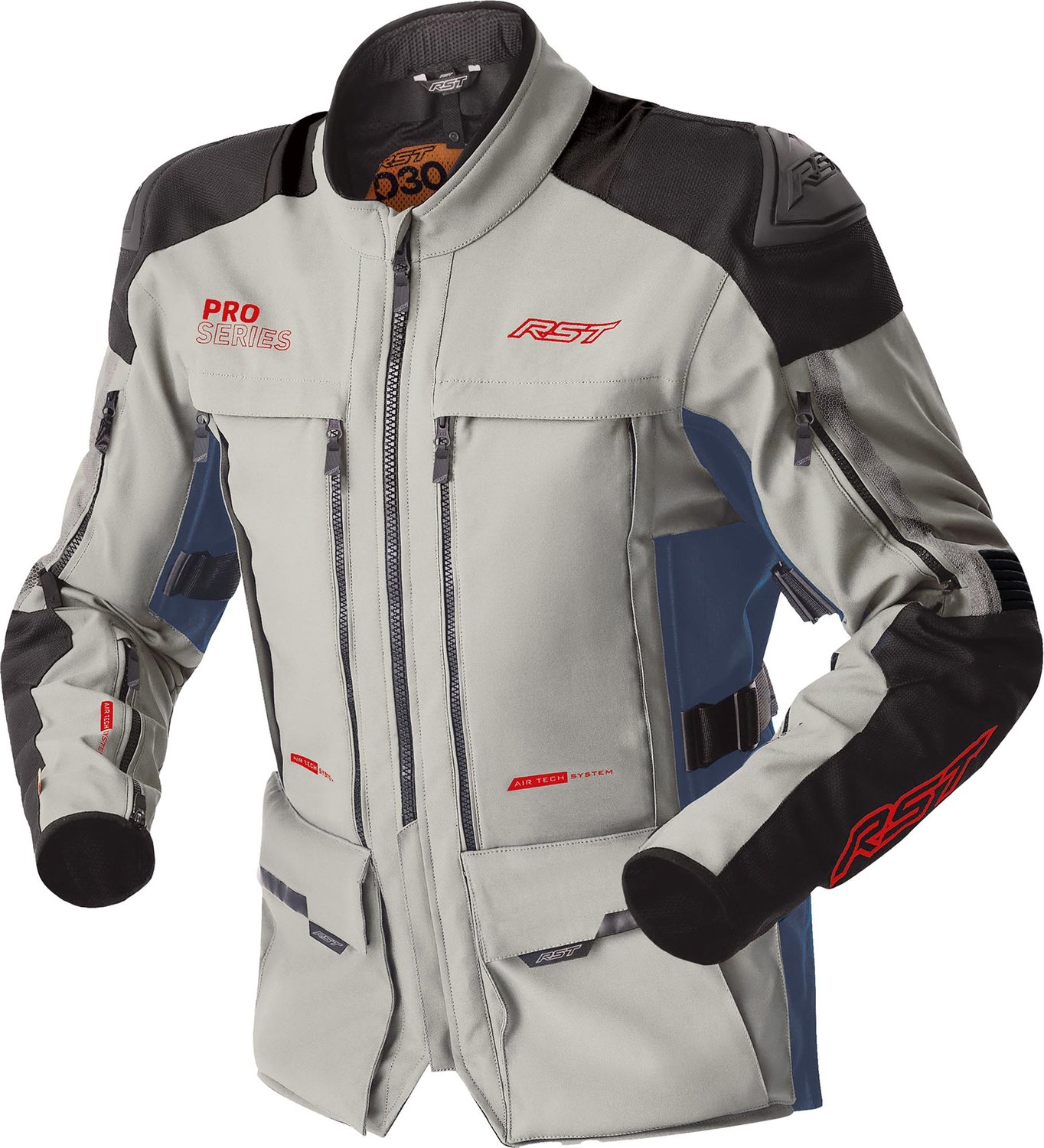 RST Pro Series Adventure D3O Textile Motorcycle Jacket - Silver / Blue, UK 42, Blue/silver