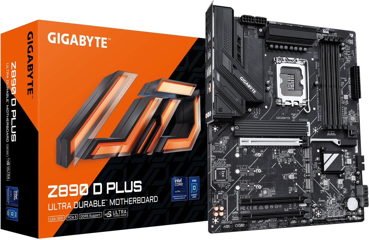 GIGABYTE Z890 D PLUS Bundkort - Intel Z890 - Intel LGA1851 - DDR5 RAM - ATX