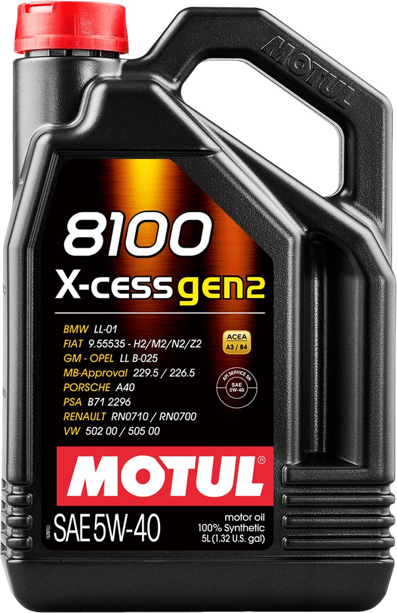Motul 8100 X-Cess Gen2 5W40 Synthetic Engine Oil - 5 Litre