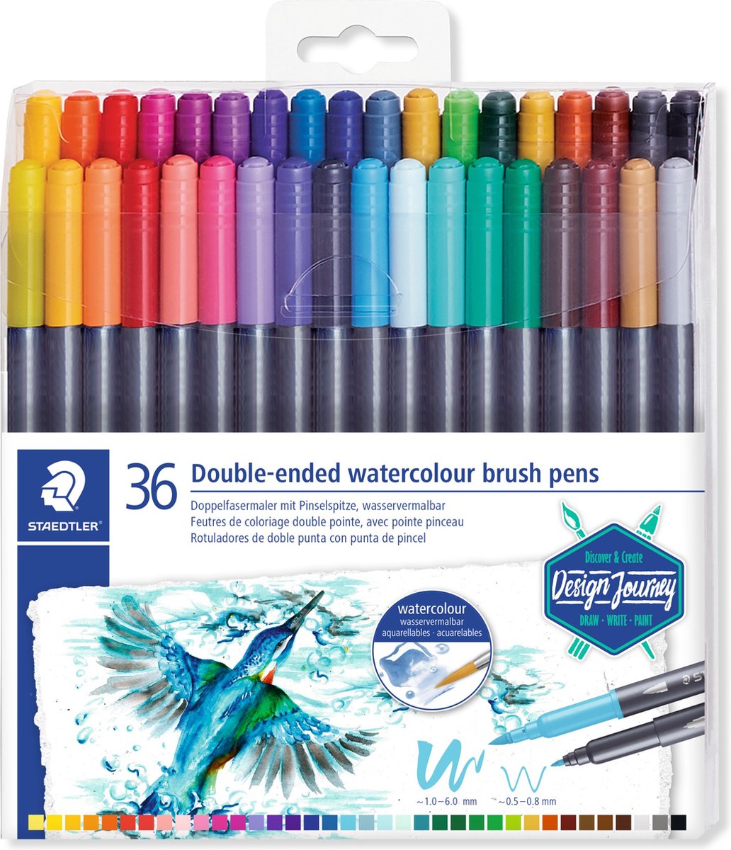 STAEDTLER Aquarell Kalligraphie-Stift Färbig sortiert 36 Stück