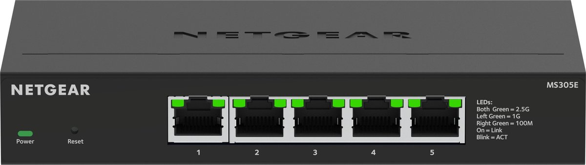 NETGEAR MS300-Serie: 5-Port-Multi-Gigabit-Managed-Switch, 2,5 G, 40 Gbit/s, Vollduplex, MS305E-100EUS