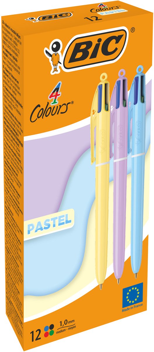 BIC 4 Colours 517320 Kugelschreiber Farbig sortiert 1 mm Mittel Kugelschreiber Nachfüllbar 12 Stück
