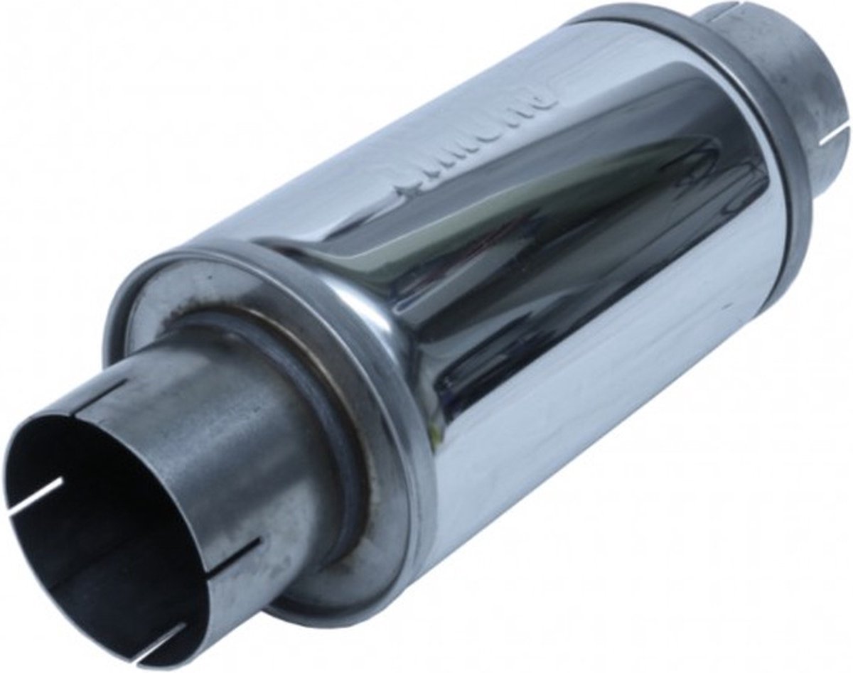 Jetex Universal Exhaust Silencer - 3.5 Inch Outlets, Round 250mm Case, Stainless Steel