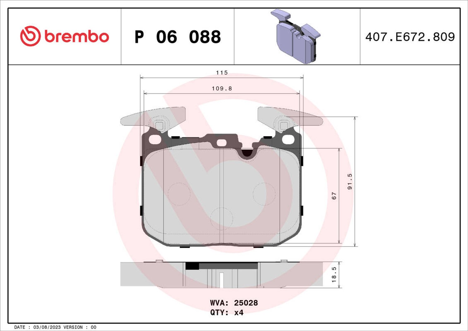 Brembo OE Replacement Brake Pads - Front Pad Set - Brembo Caliper