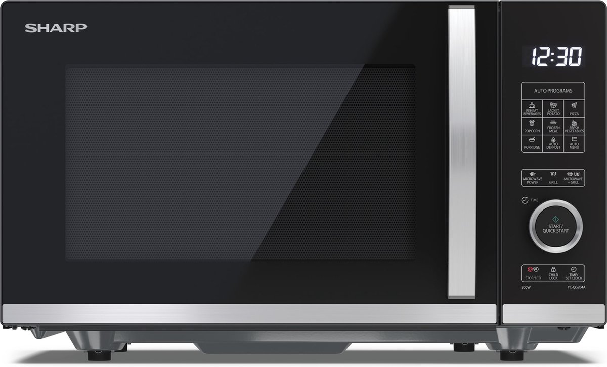 Sharp YC-QG204AE-B microondas Encimera Microondas con grill 20 L 800 W Negro