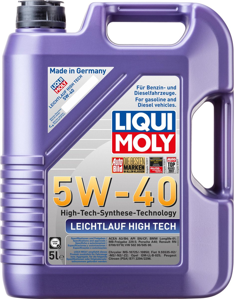 Liqui Moly Leichtlauf High Tech 5W40 Synthetic Engine Oil - 5 Litre