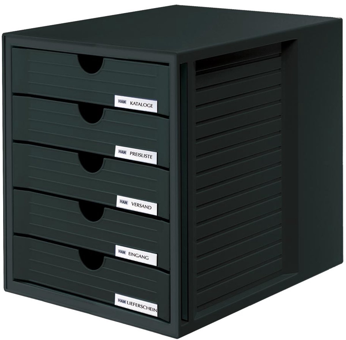 HAN Schubladenbox Kunststoff Schwarz 5 Schübe 27,5 x 33 x 32 cm A4