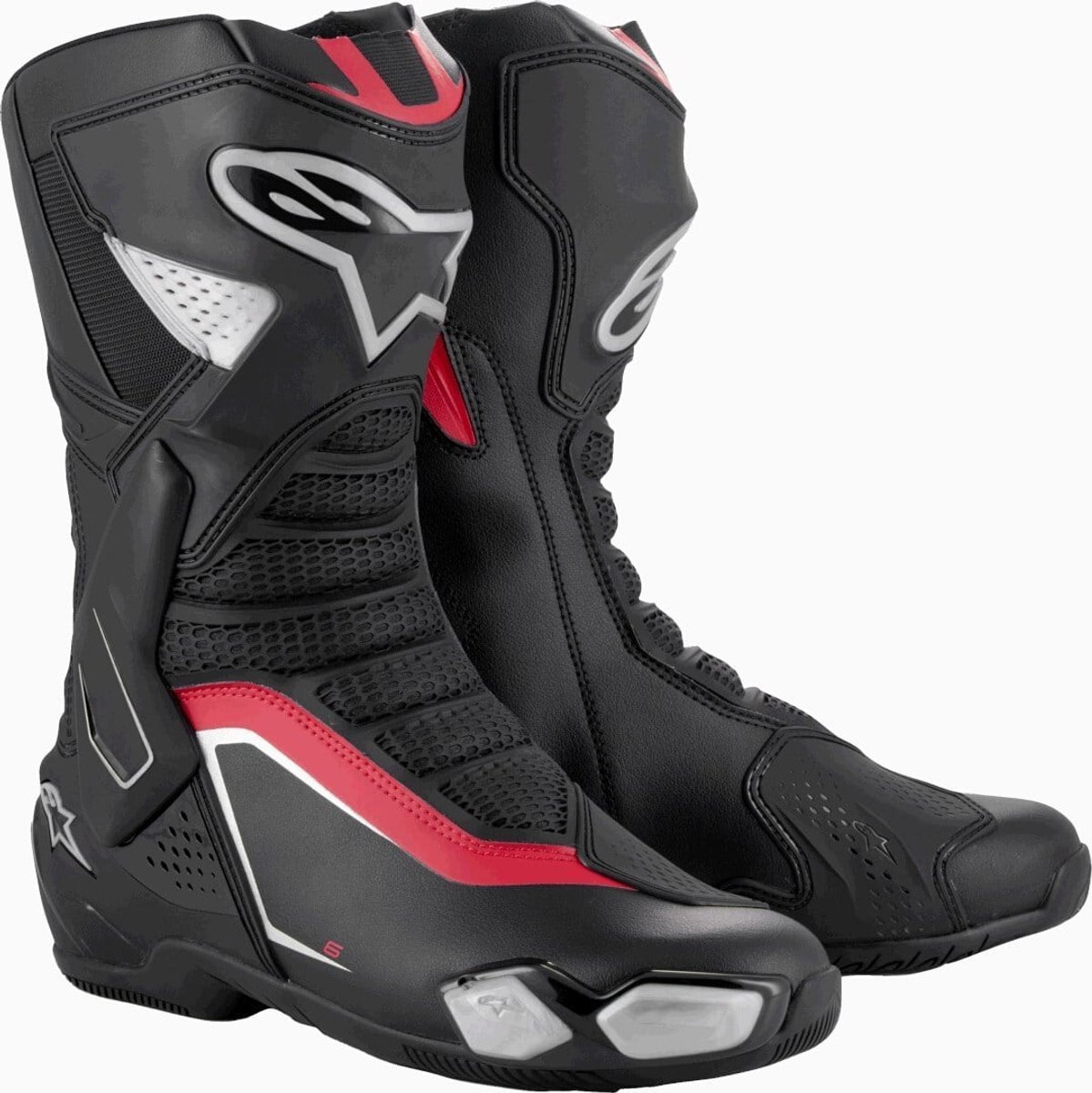 Alpinestars SMX-6 V3 Motorcycle Boots - UK 11.5 / Eur 47 - Black / Silver / Red, Black/red/silver