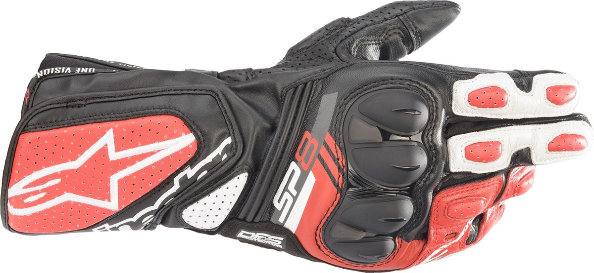 Alpinestars SP-8 V3 Motorcycle Gloves - X-Large - Black / White / Bright Red, Black/red/white