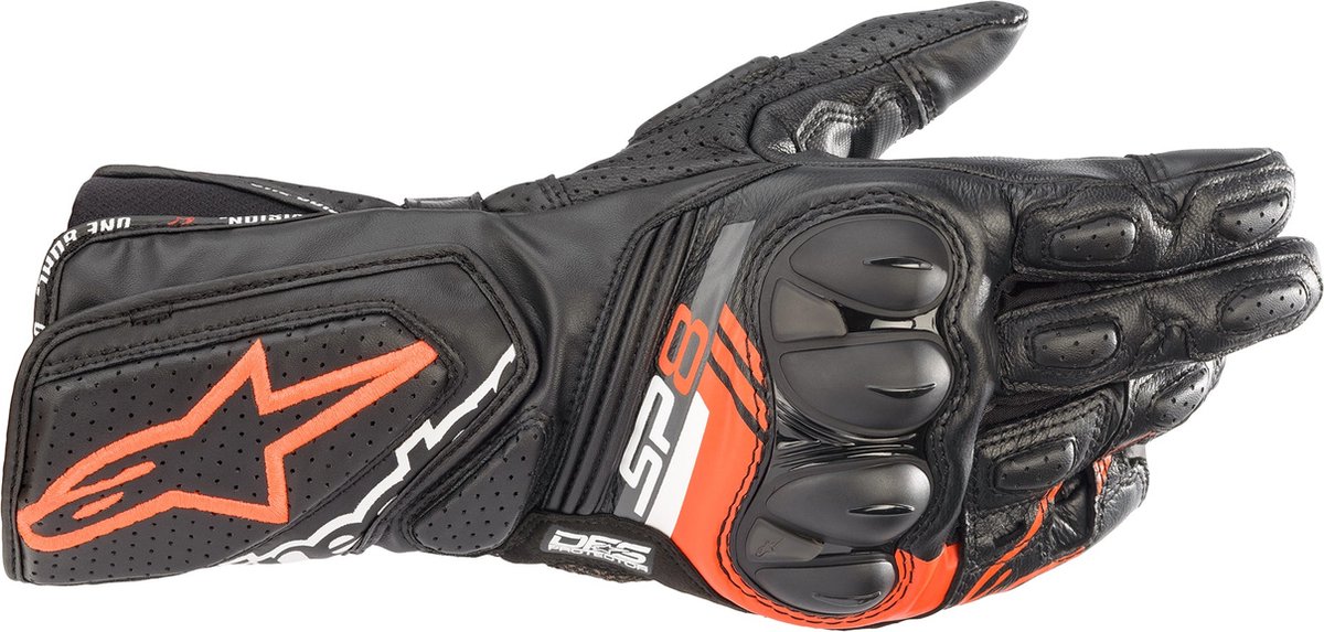 Alpinestars SP-8 V3 Motorcycle Gloves - Small - Black / Red Fluro, Black/red
