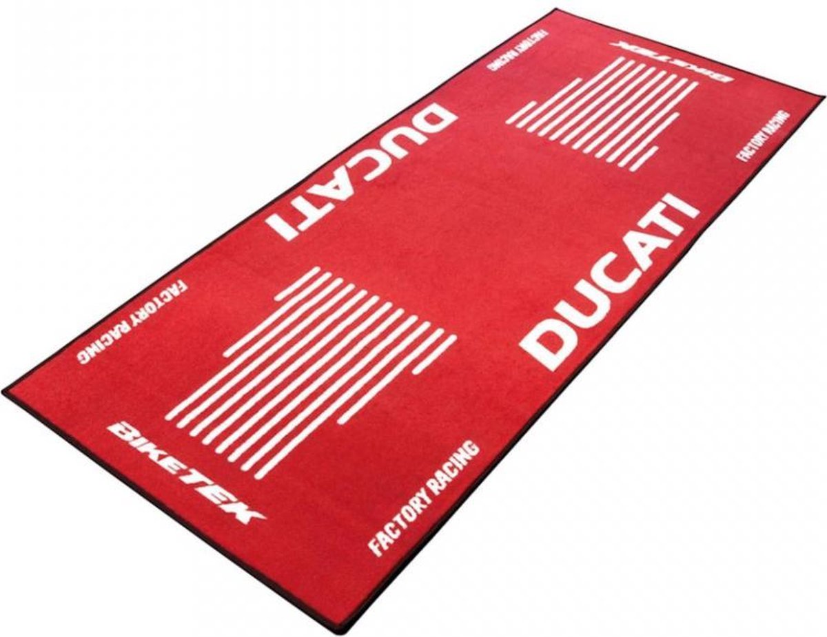 BikeTek Garage Mat - Series 3 - Ducati Logo, Red/white