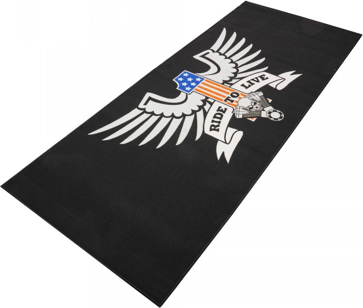 BikeTek Custom Garage Mat - Live to Ride, Black/white