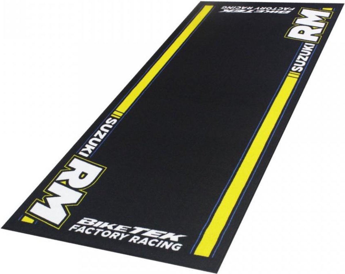 Biketek Garage Mat - Series 5 - Black / White / Yellow, Suzuki RM, Black/white/yellow