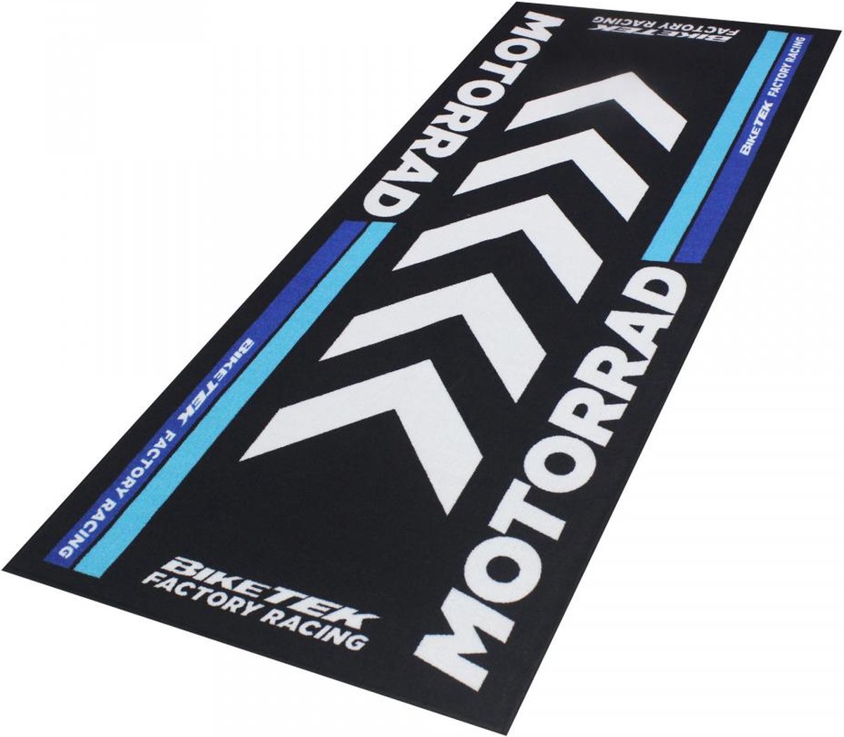 Biketek Garage Mat - Series 4 - Black / White / Light Blue, Motorrad, Black/blue/white