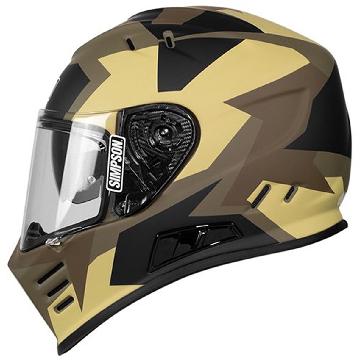 Simpson Venom Graphic Motorcycle Helmet - Medium (57-58cm) - Comanche Green / Brown, Black/brown/green