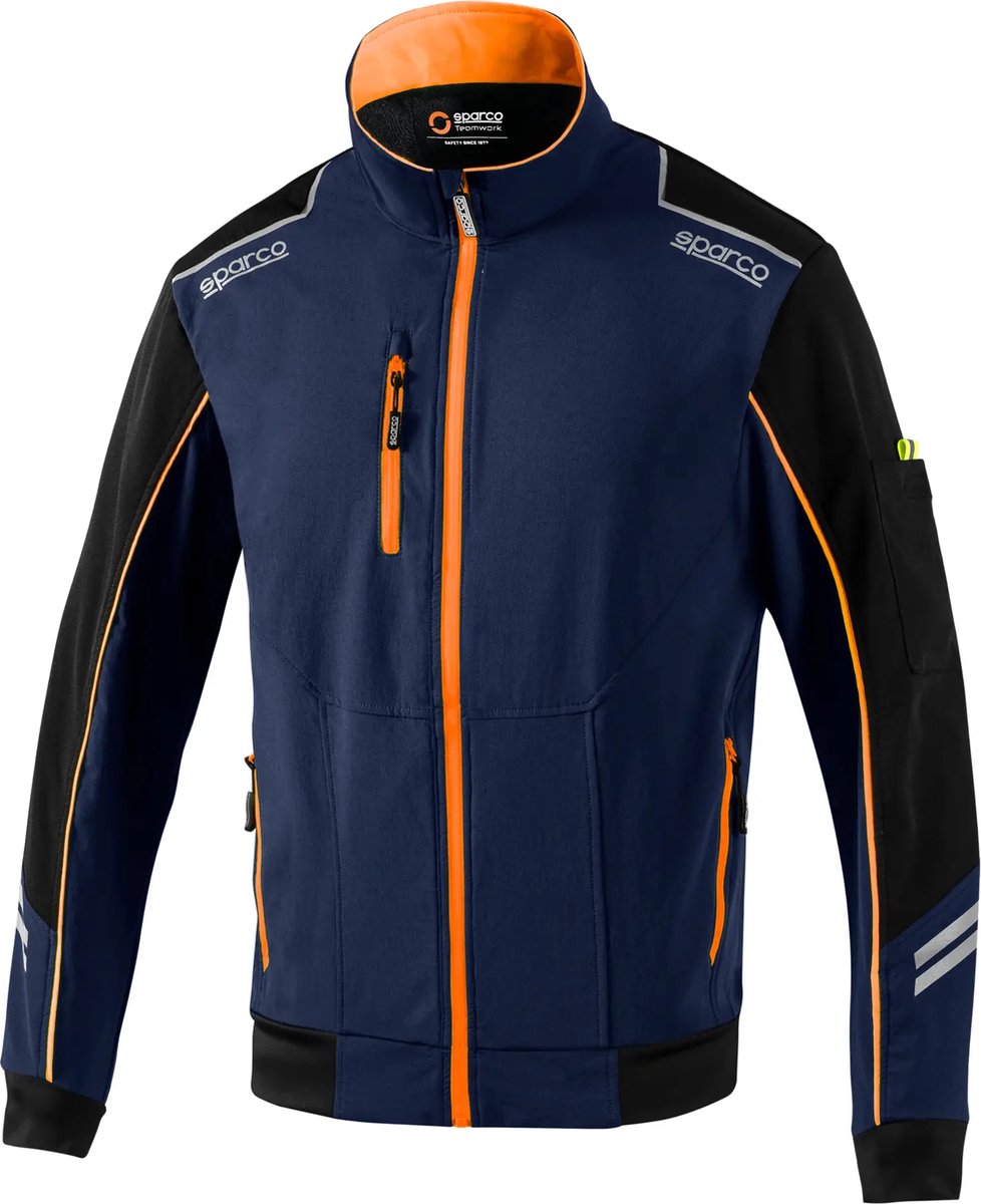 Sparco Tech Light Shell Jacket - Colour: Navy Blue / Fluro Orange, Size: XL, Blue/orange
