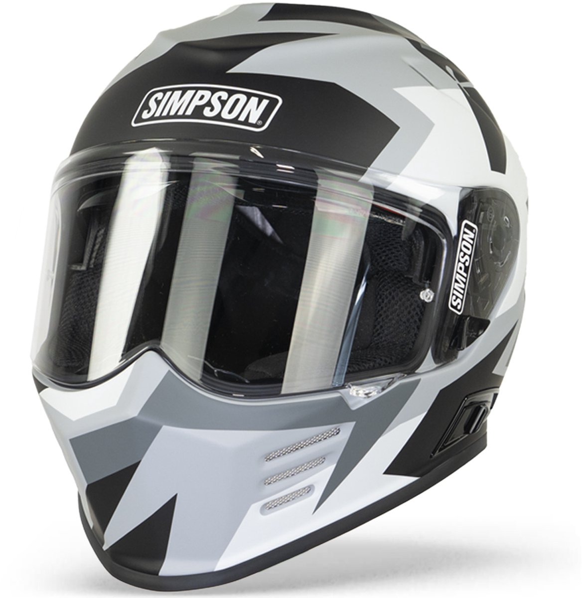 Simpson Venom Graphic Motorcycle Helmet - Medium (57-58cm) - Have Blue Grey / Charcoal, Black/grey/white