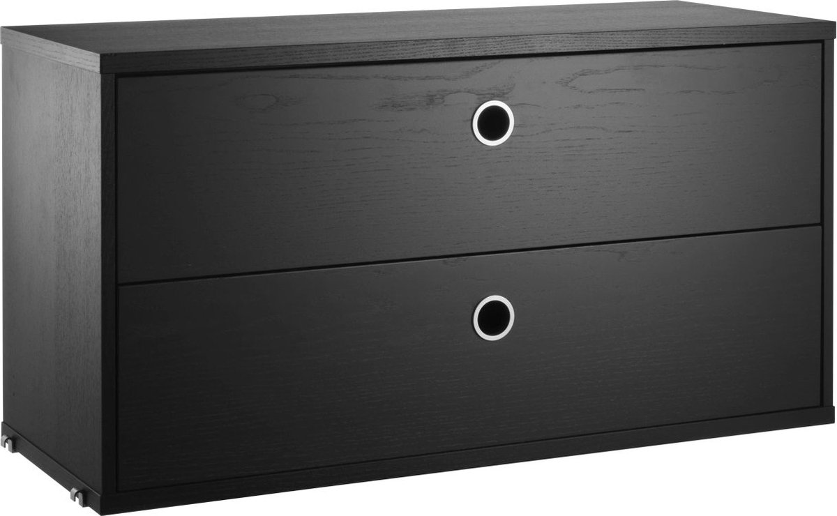 String Cajonera String Fresno teñido de negro, 78x30 cm