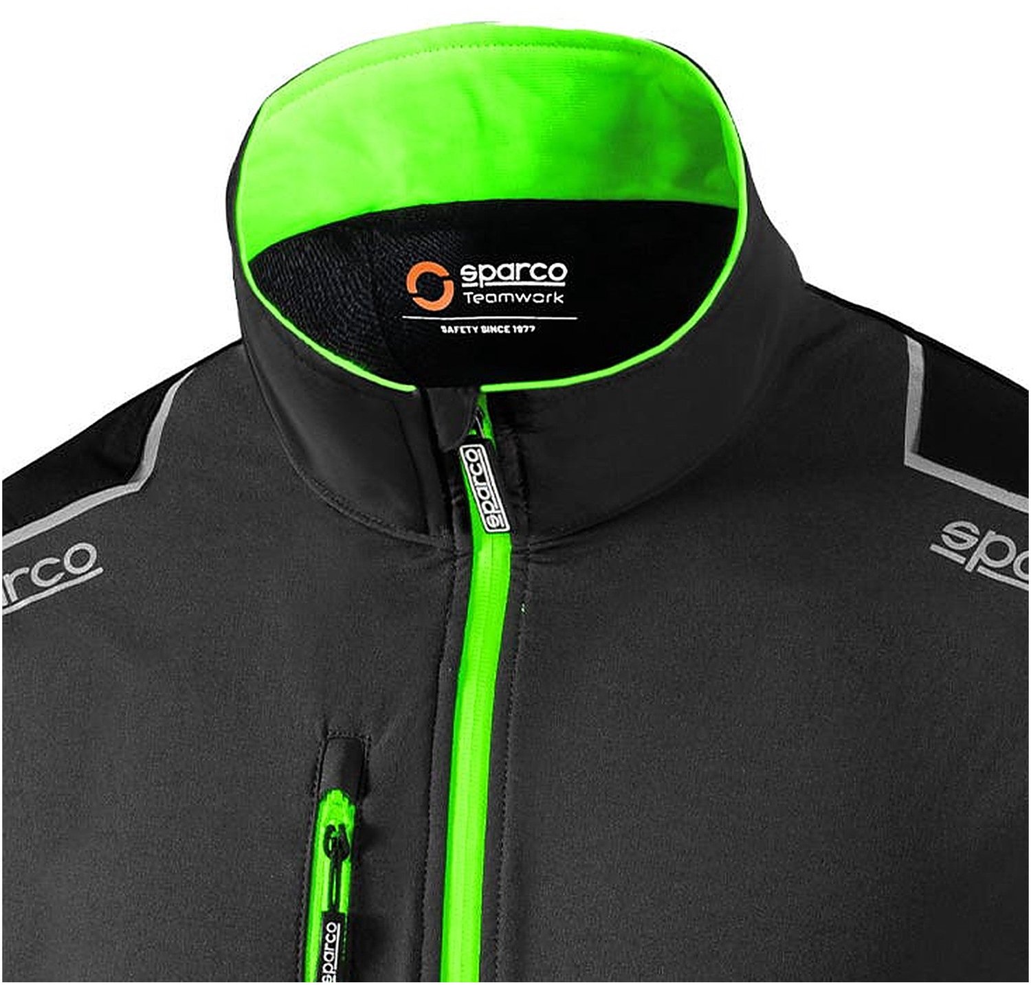 Sparco Tech Light Shell Jacket - Colour: Grey / Fluro Green, Size: L, Green/grey