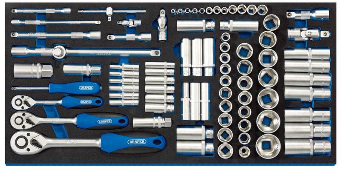 "Draper 1/4", 3/8" & 1/2" Socket Set With Full Drawer EVA Insert Tray - IT-EVA49"