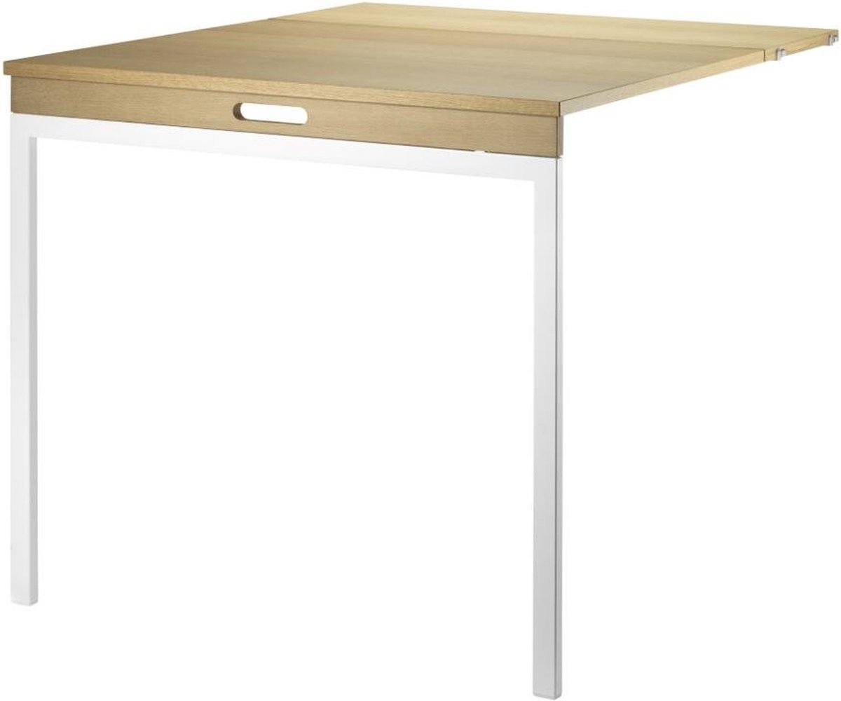 String Mesa plegable String Roble-patas de metal blancas