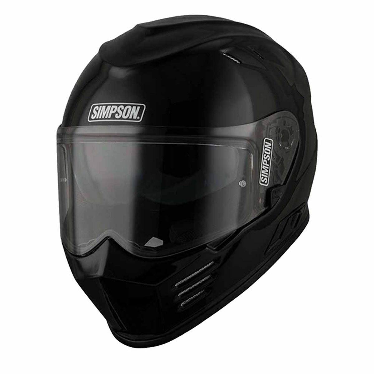 Simpson Venom Plain Motorcycle Helmet - Small (55-56cm) - Gloss Black, Black