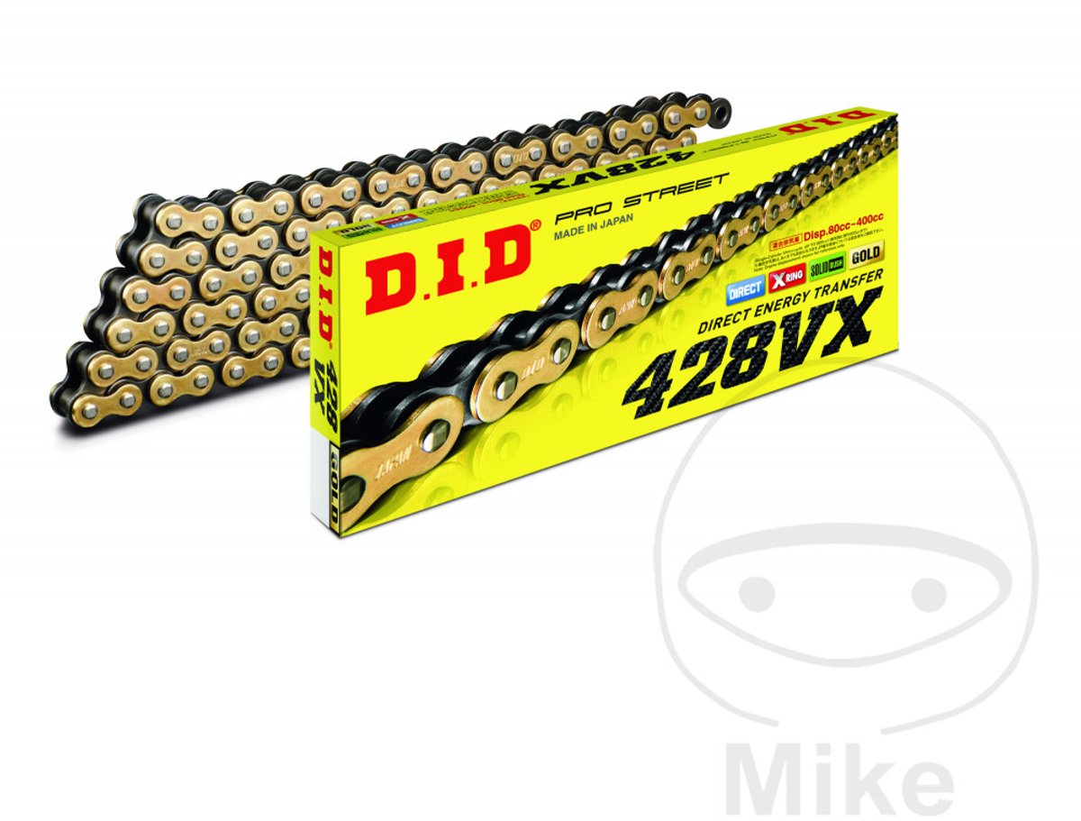 DID 428 Pitch VX X-Ring Motorcycle Drive Chain - 146 Link, Gold / Black