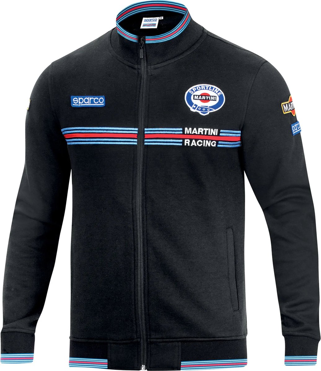 Sparco Martini Racing Full Zip Sweatshirt - Colour: Black, Size: XXXL